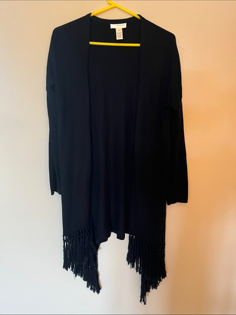 Kenar Black Fringe Open-Front Cardigan